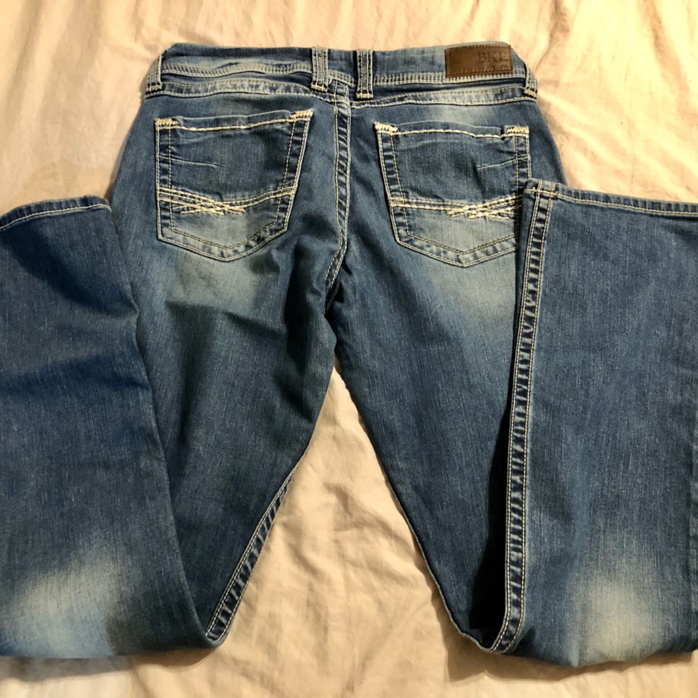 BKE Culture Womens 31Long Bootcut Denim Blue Jeans Buckle